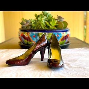 Size 10 Burgundy Patent Leather Pumps